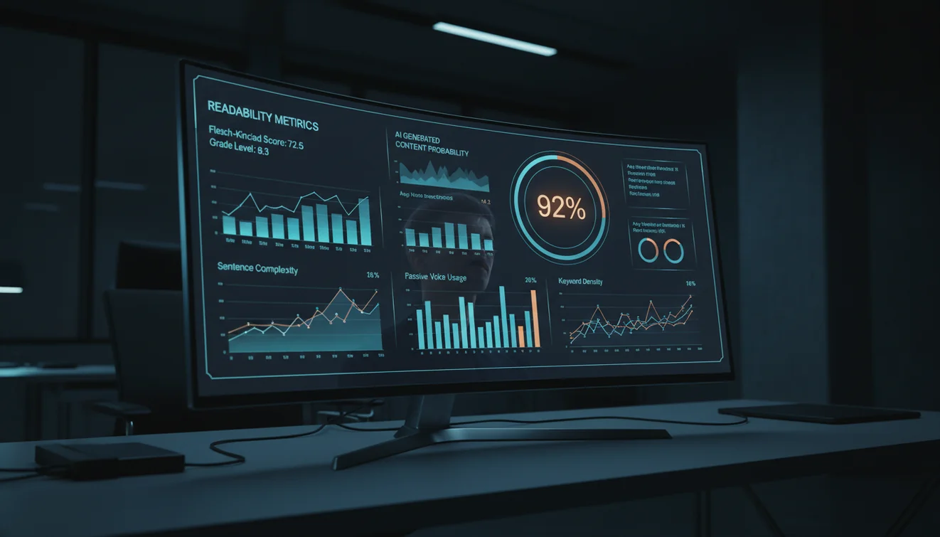 Readability score with Flesch-Kincaid grade level assessment