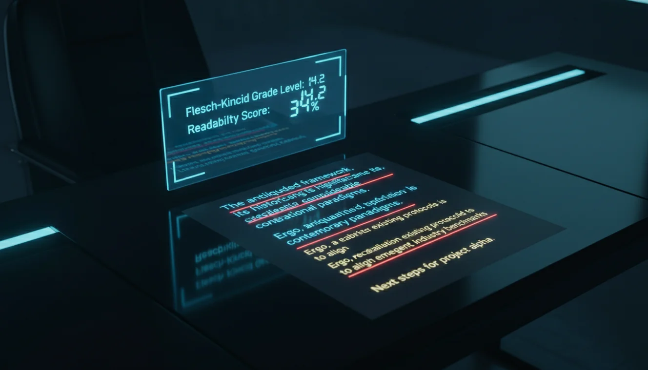 Free text readability tool showing writing improvement suggestions