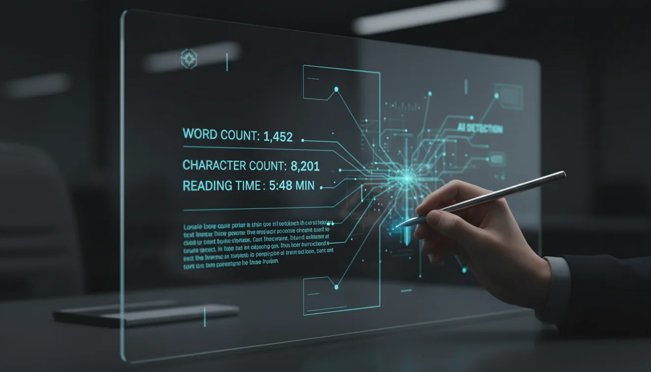 Word counter displaying real-time text analysis and statistics